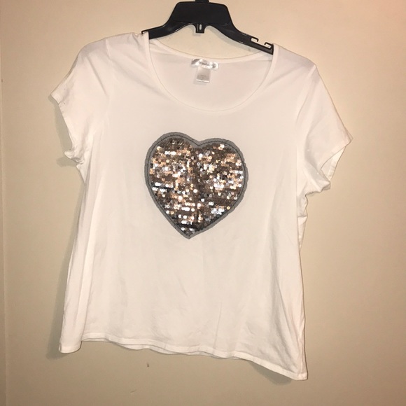 dressbarn Tops - Sequined Heart T-Shirt